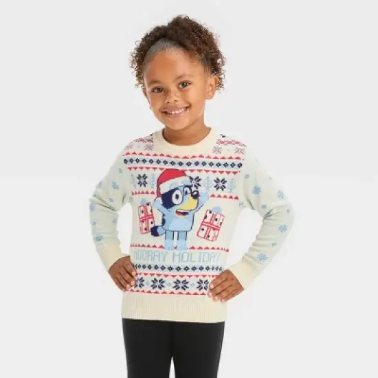 Toddler Girls' Bluey Holiday Pullover Sweater - Off-White image {3}