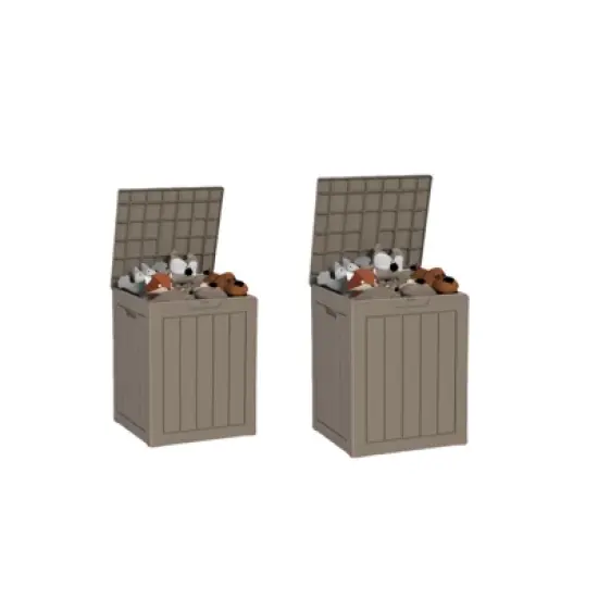 DSVIMOY Deck Boxes, 2-Piece 28 Gal Outdoor Storage Deck Box, Small Patio Storage Bin for Garden Tools image {6}