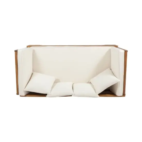 Serene Outdoor Acacia Wood Expandable Daybed with Cushions - Teak/Beige/Khaki - Christopher Knight Home image {5}