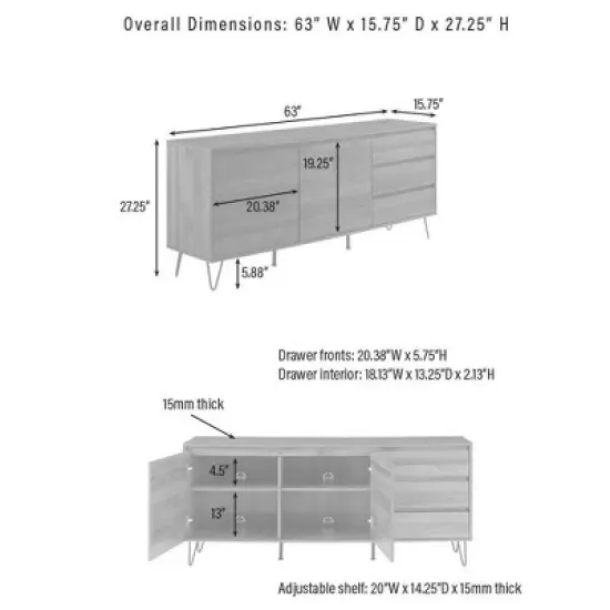 Teagan Record Storage Sideboard Brown Oak - Crosley image {12}