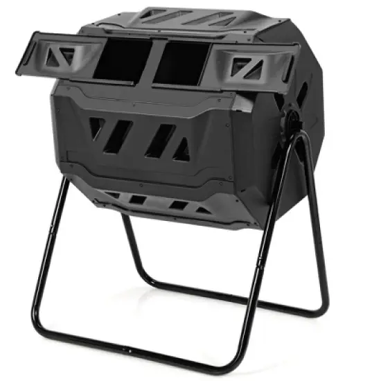 Costway Tumbling Composter 40 Gallon Garden Rotating Compost Bin w/Dual Chamber image {10}