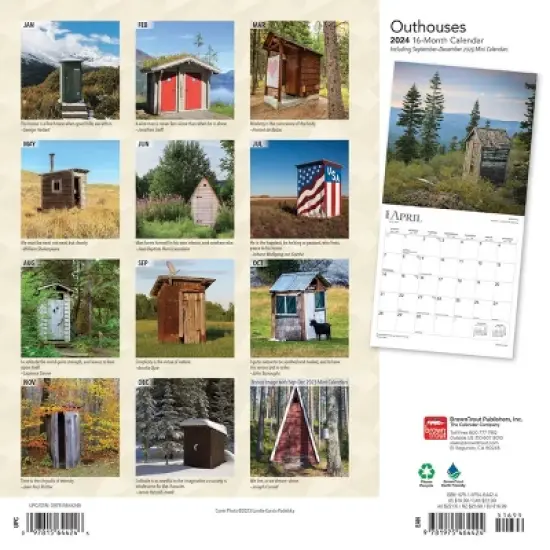 Browntrout 2024 Wall Calendar 12"x12" Outhouses image {1}