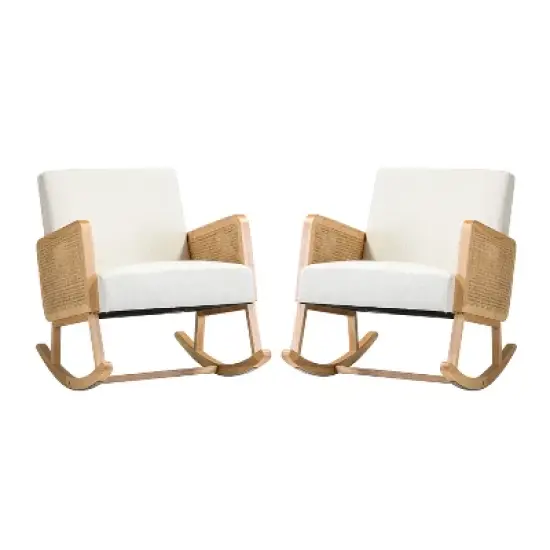 Set of 2 Adena Rocking Accent Chair with Rattan Arms | Karat Home image {13}