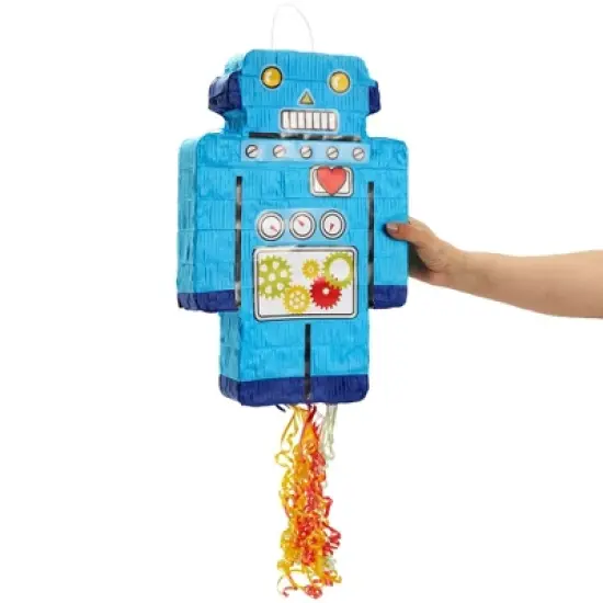 Juvale Pull String Robot Pinata for Science Birthday Party Decorations, Baby Shower, 17 x 11 x 3 In image {3}