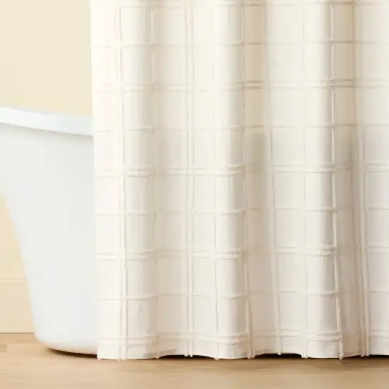 Tufted Grid Shower Curtain Cream - Hearth & Hand&trade; with Magnolia image {2}