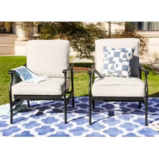 2pc Steel Outdoor Patio Accent Chairs - Lokatse
 image {20}