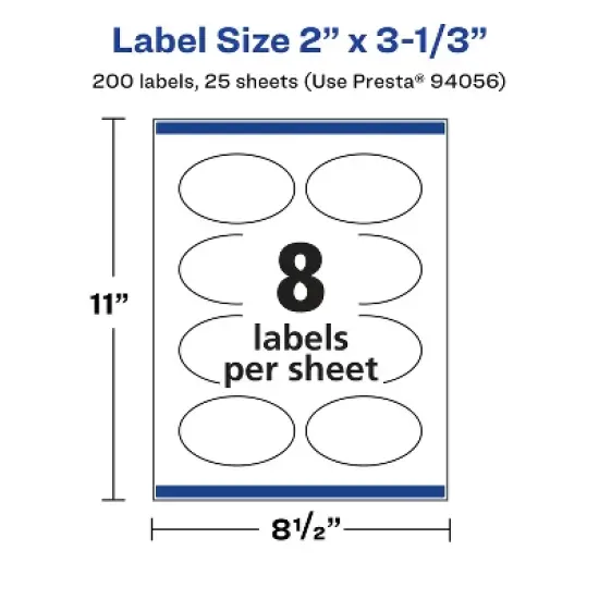 Avery Matte White Oval Labels, 2" x 3-1/3" image {4}
