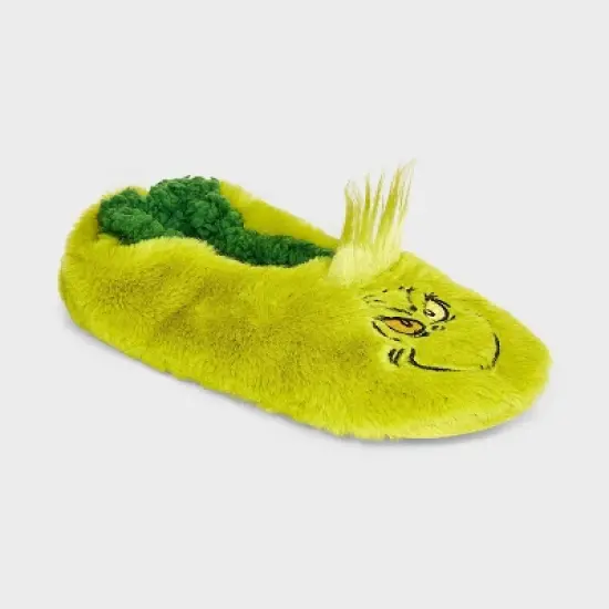 Women's Dr Seuss' The Grinch Faux Fur Slipper Socks with Grippers - Green image {5}