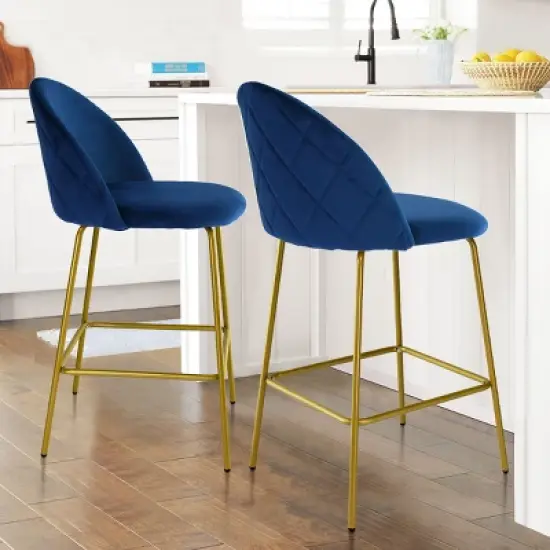 25" Nano Full Back Upholstered Counter Stool (Set Of 2) Gold Legs-Maison Boucle image {8}