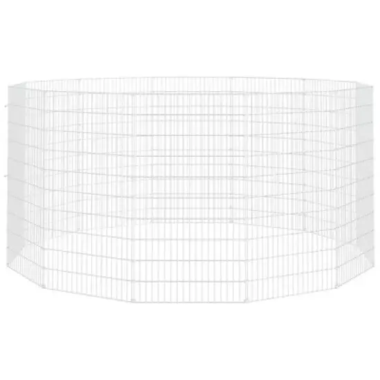 vidaXL Animal Enclosure Silver Galvanized Iron 12-Panel Durable image {2}