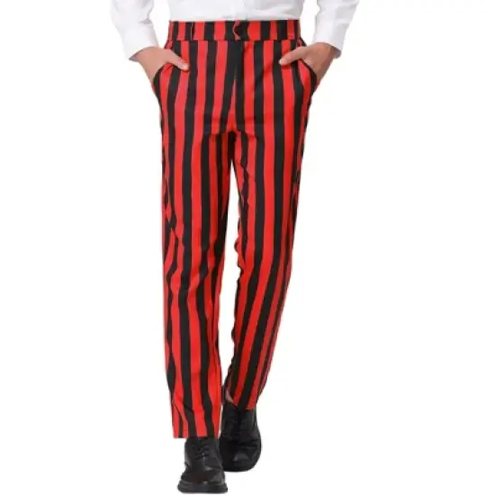 Lars Amadeus Men's Striped Casual Color Block Pants image {7}