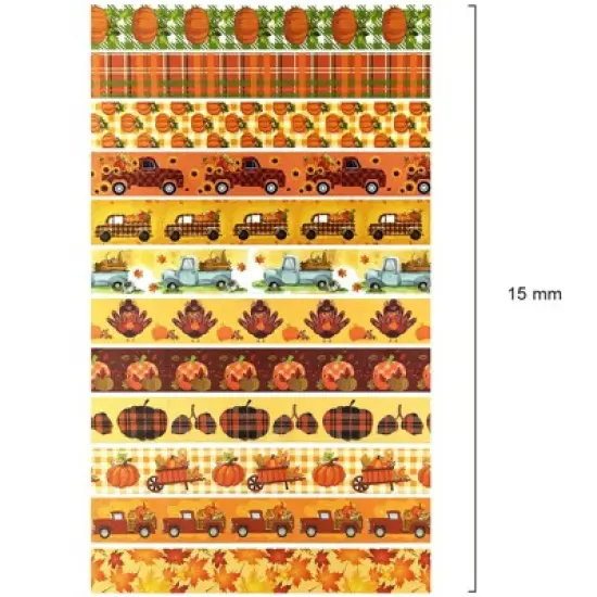 Wrapables Decorative Washi Tape for Scrapbooking, Stationery, Diary, Card Making, (12 Rolls) Pumpkin Fun image {1}