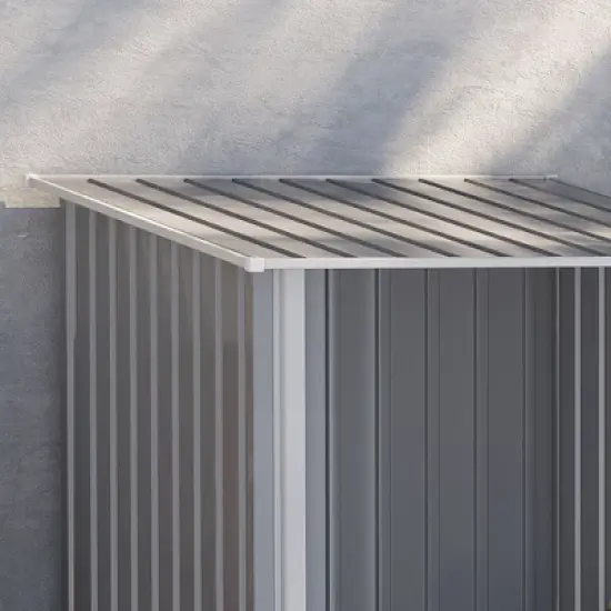 Outsunny 3.3' x 3.4' Lean-to Garden Storage Shed, Small Outdoor Galvanized Steel Tool House with Lockable Door for Patio, Backyard, Lawn, Gray image {5}