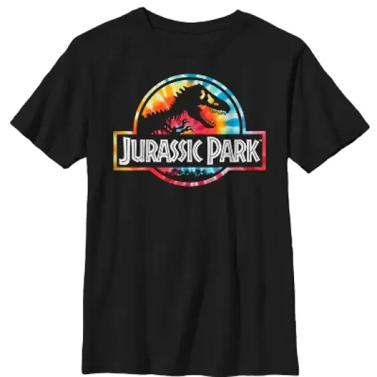Boy's Jurassic Park Groovy Tie-Dye Logo T-Shirt image {3}