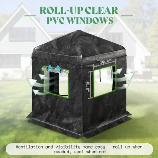 AMERLIFE Black Pentagonal Storage Shed, 6.3 FT Side with PVC Windows, Mesh & PE Storage Pockets, Top Hooks image {3}