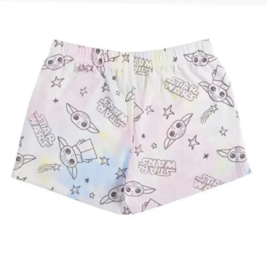 Star Wars The Mandalorian Girl's 3-Pack Come To The Cute Side Baby Yoda Bow Strap Tank Top, Ruffle Sleeve Tee and Casual Shorts for Kids image {2}