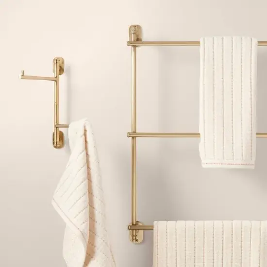 Wall-Mounted Brass Ladder Towel Rack Antique Finish - Hearth & Hand&trade; with Magnolia image {4}