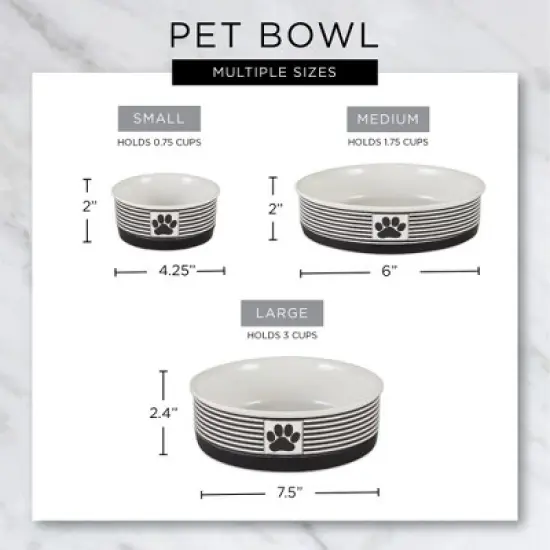 Bone Dry Pet Bowl - Black Paw Print Gray - Large 7.5Dx2.4H Set/2 image {5}