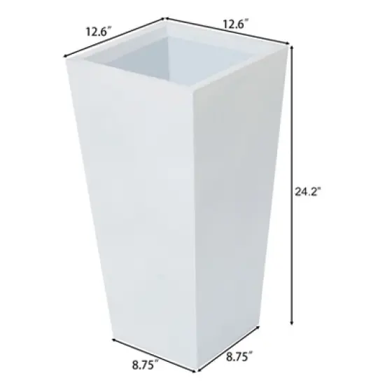 LuxenHome Square Tapered 24.2" Tall Planter White image {6}