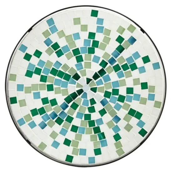 Teal Island Designs Modern Mosaic Black Round Outdoor Accent Side Table 14" Wide Aqua Blue Front Porch Patio Home House Balcony Deck Shed image {2}