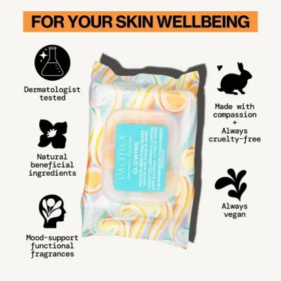 Pacifica Glowing Makeup Removing Wipes - Orange - 30ct image {5}