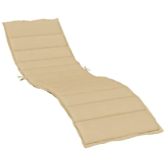 vidaXL Sun Lounger Cushion - Outdoor Patio Sunbed Seat Pad - Melange Beige - Polyester Fabric - 78.7"x23.6"x1.6" image {9}