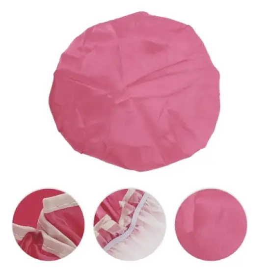 Unique Bargains Double Layer Solid Color Shower Cap Rose Red 1 Pc image {2}