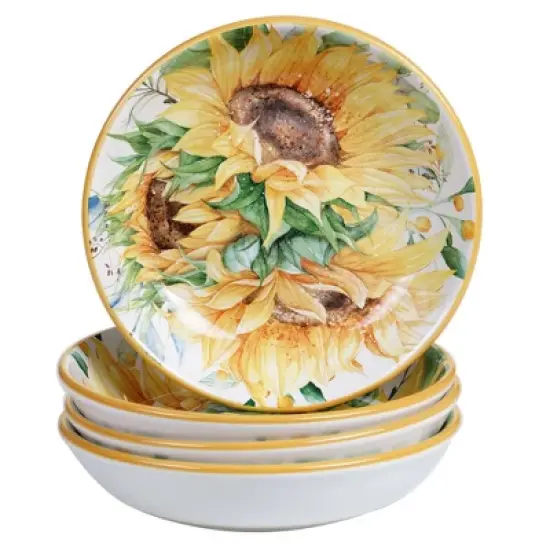 36oz 4pk Earthenware Sunflower Fields Soup Bowls - Certified International image {2}
