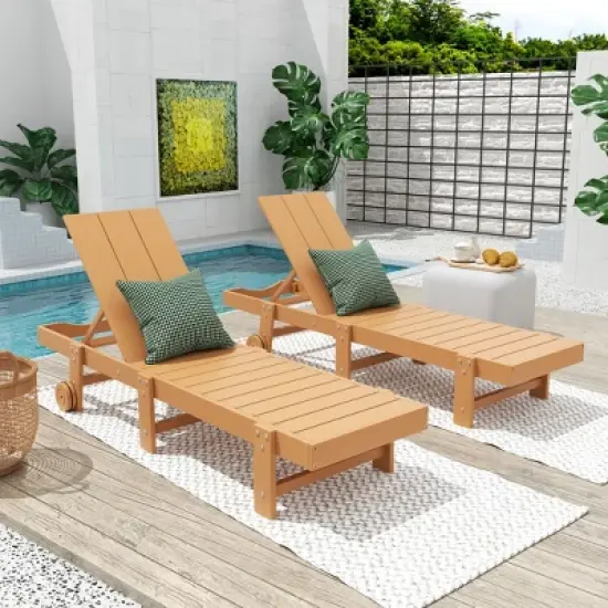 WestinTrends Ashore Modern Poly Reclining Chaise Lounge With Wheels (Set of 2pcs) image {9}