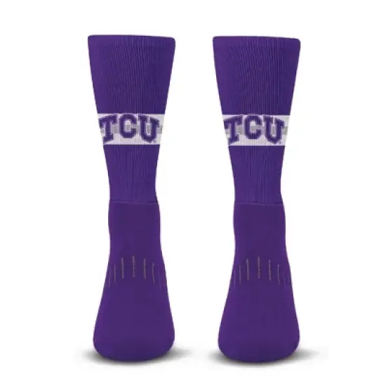 NCAA TCU Texas Chrisitian Horned Frogs Streak Team Color Crew Socks - L image {1}