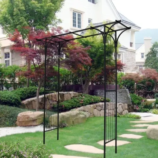 NicBex Metal Garden Trellis for Climbing Plants Outdoor L81.49" X W19.88" X H86.61" Metal Garden Trellis Rust-Proof Garden Arch, Black image {3}