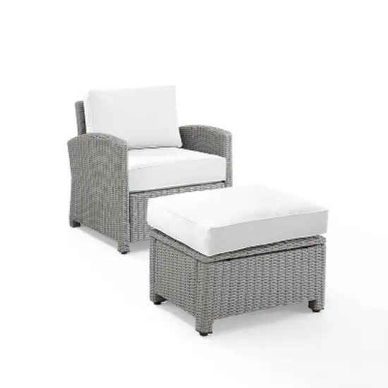 Bradenton 2pc Outdoor Wicker Arm Chair & Ottoman Set - Crosley image {13}