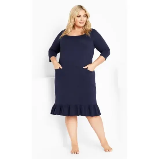 Women's Plus Size Frill Hem Sleep Dress - navy | AVENUE image {1}