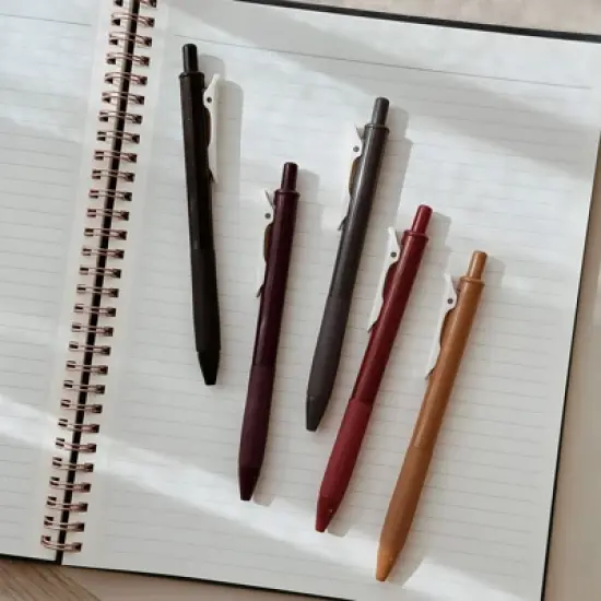 Wrapables Multi-Color Retractable Gel Pen Set (5 pack), 0.5mm Fine Point, for Writing, Journaling, Drawing, Home and Office, Neo-Classic image {7}