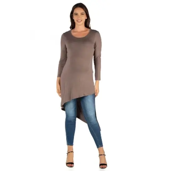 24seven Comfort Apparel Long Sleeve Knee Length Asymmetrical Maternity Tunic Top image {6}