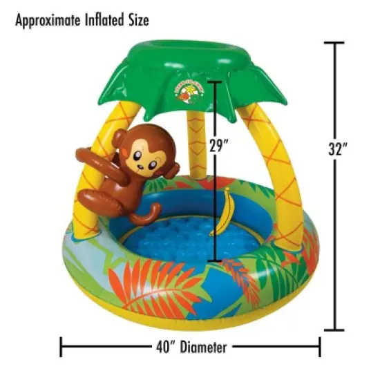 Poolmaster Bananas Monkey Swimming Pool with Sun Protection image {4}