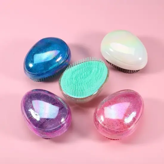 Unique Bargains Egg Shape Mini Portable Hair Brush 3.5" x 2.68" x 1.89" 1 Pc image {1}