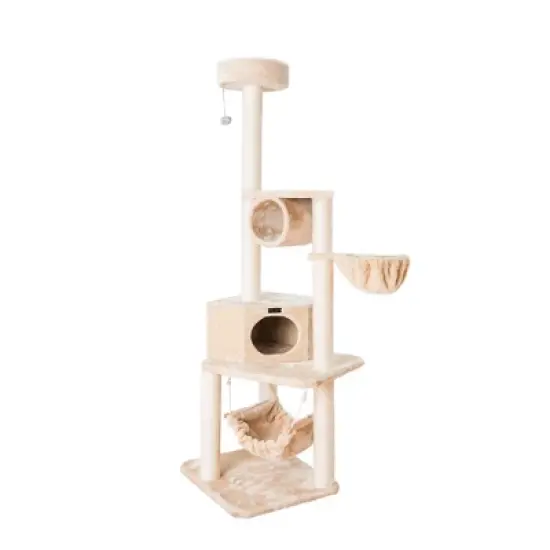 Armarkat 72" H Pet Real Wood Cat Tower, Tower EntertaInment Furniture With Lounge Basket, Perch, A7204 image {7}