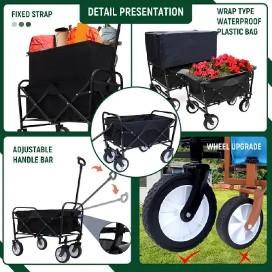 YONWAY Multi-Use Bag Collapsible Foldable Wagon Cart Beach Wagon,Heavy Duty Utility Cart for for Camping ,3pcs plastic Liner bag /Cover image {1}