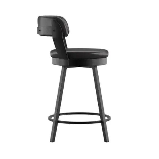 2pk 24" Meilan Faux Leather Metal Swivel Counter Height Barstools - Inspire Q image {3}
