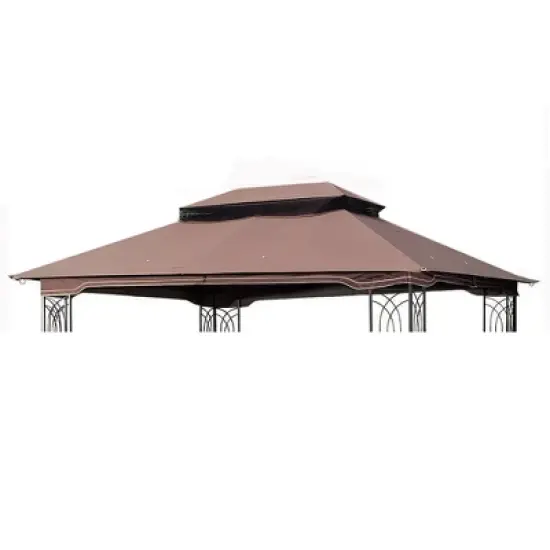 Sevobal Patio Umbrellas Outdoor Patio Gazebo Replacement Canopy, Double Tiered Gazebo Tent Roof Top Cover Only, Brown,129.93"*104.33"*36.78" image {5}