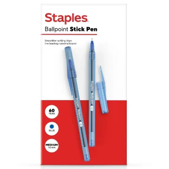 Staples Ballpoint Pen Medium Point 1.0mm Blue Ink 60/Pack (ST52863) image {5}