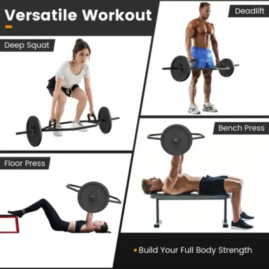 Costway Heavy Duty Olympic Hex Trap Bar w/ Flat or Raised Knurled Handles for Squats Black/Silver image {7}