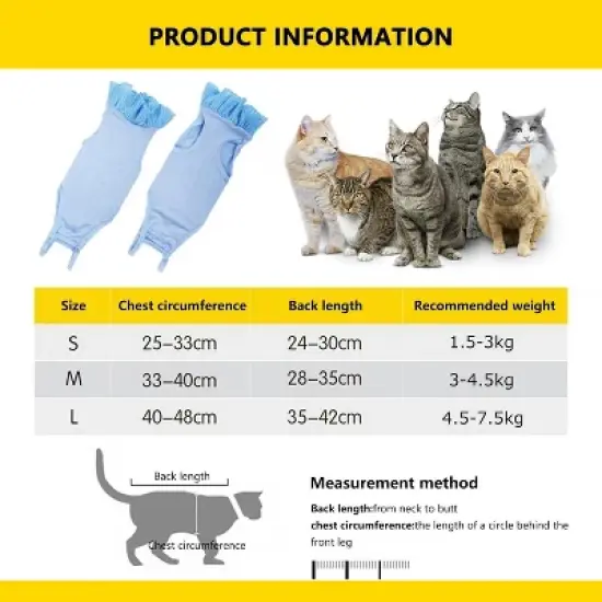Cat Recovery Suit,Soft Anti-Licking Bodysuit with Adjustable Buckle,E-Collar Substitute,Warm After Shaving Light Blue M image {1}