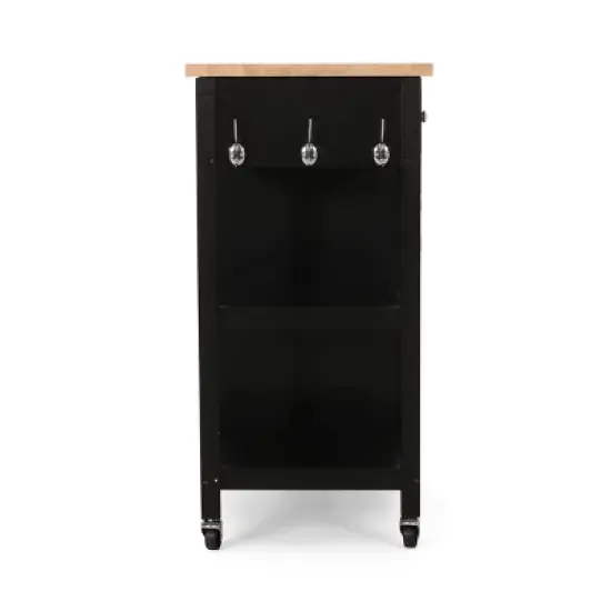 Byway Contemporary Kitchen Cart with Wheels Black/Natural - Christopher Knight Home image {10}