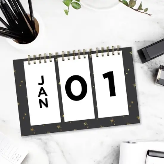 Blue Sky 7"x4.5" 2025-2026 Perpetual Easel Calendar Starry Black Safety Wirebound image {1}