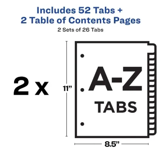 Avery Eco-Friendly Ready Index A-Z Dividers for 3 Ring Binders, 26-Tab Sets, Multicolor, 2 Binder Divider Sets (01739) image {3}