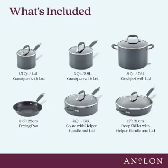 Anolon Advanced Home 11pc Hard Anodized Nonstick Cookware Set Moonstone image {2}