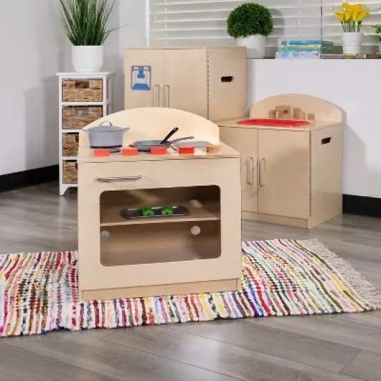 Emma and Oliver Children's Wooden Kitchen Stove with Turnable Knobs for Commercial or Home Use image {1}