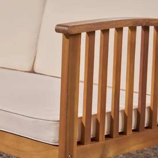 Carolina Acacia Wood Patio Sofa Teak - Christopher Knight Home image {3}